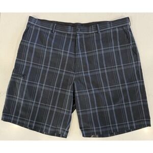 GRAND SLAM Men's Size 42 Flat Front Golf Shorts Blue Plaid Zip Pocket Button Zip